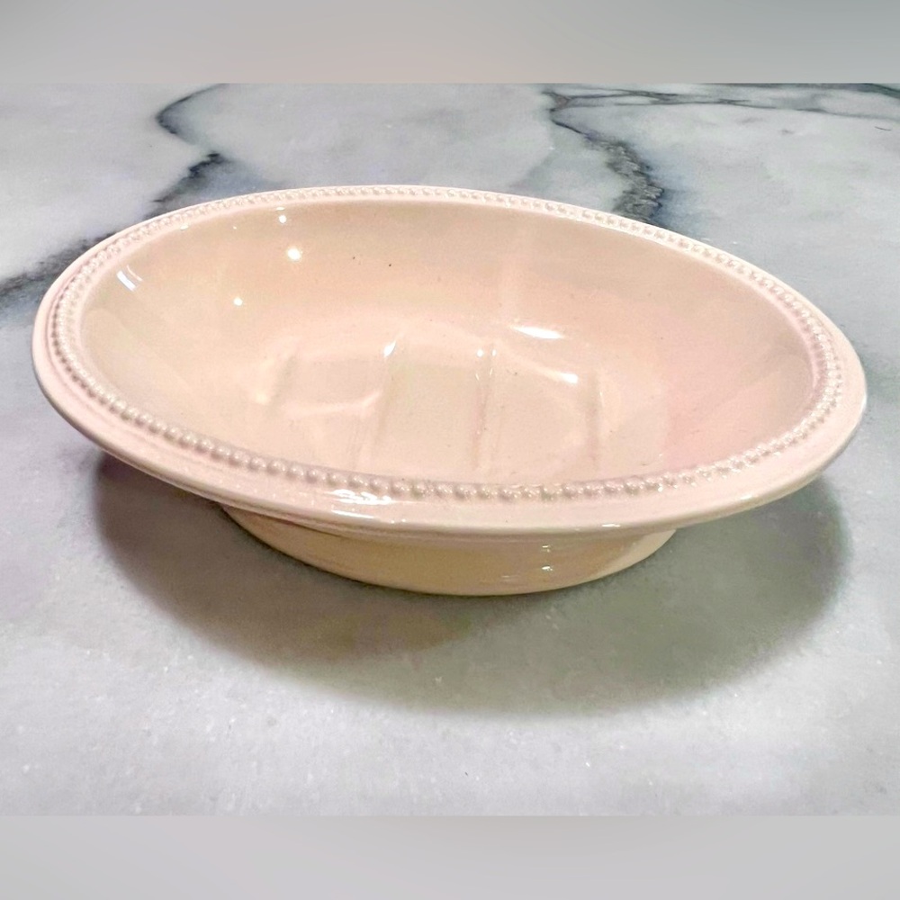 Martha Stewart Collection Ivory Beaded Edge Ceramic Soap Dish